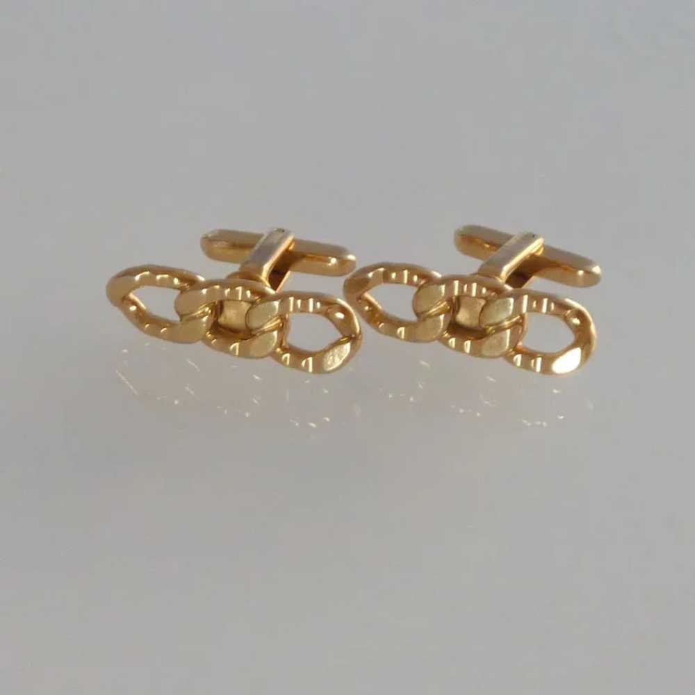 Gold Tone Chain Link  Design Cufflinks Cuff Links - image 4