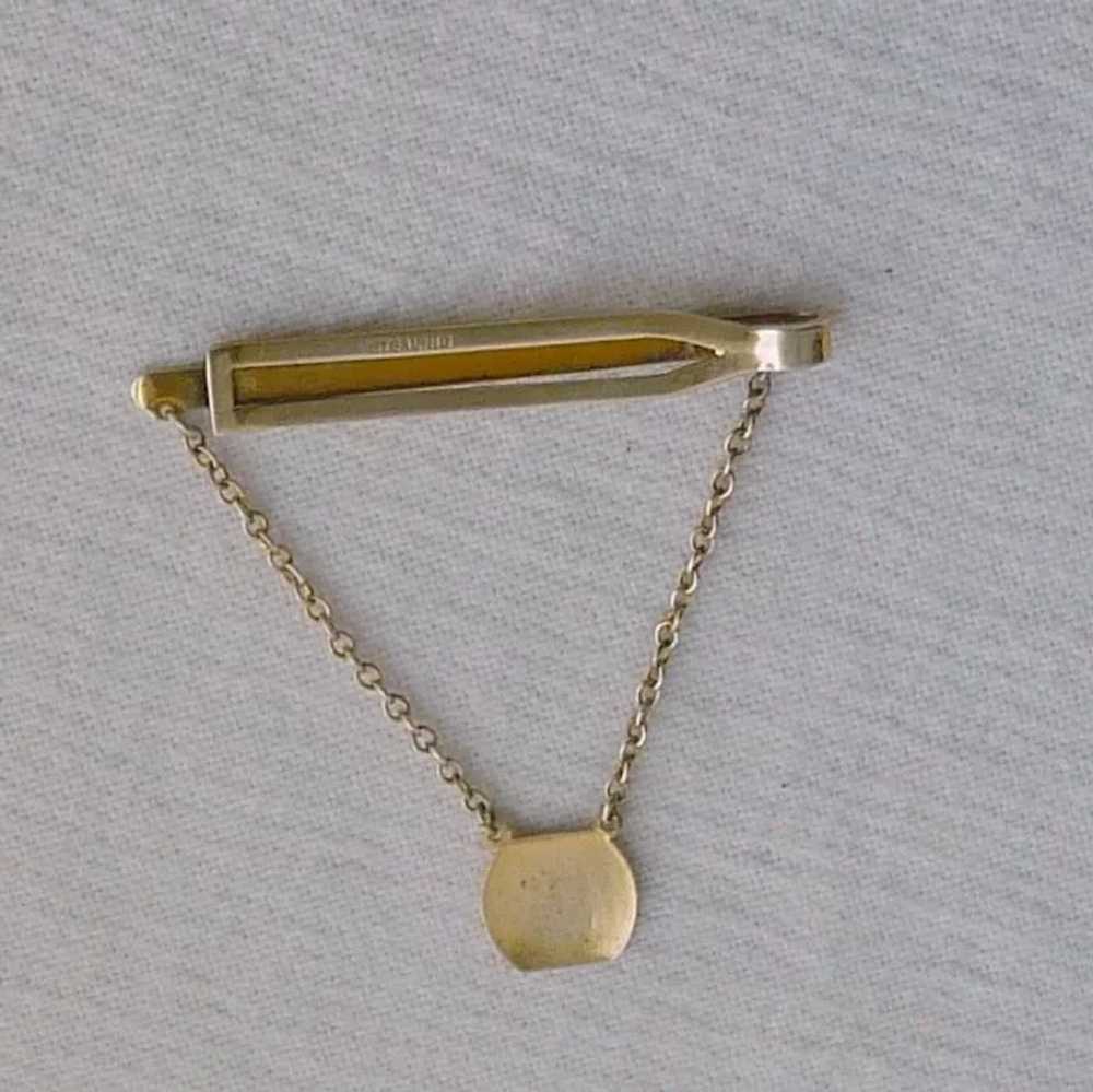 Sterling Tie Bar with Chain and Intial Fob - image 3