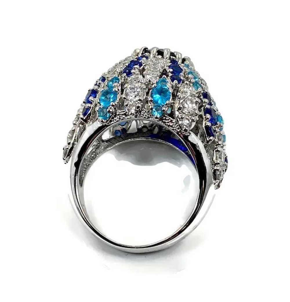 Blue Ring, Sterling Silver, Crystal, Faux Sapphir… - image 5