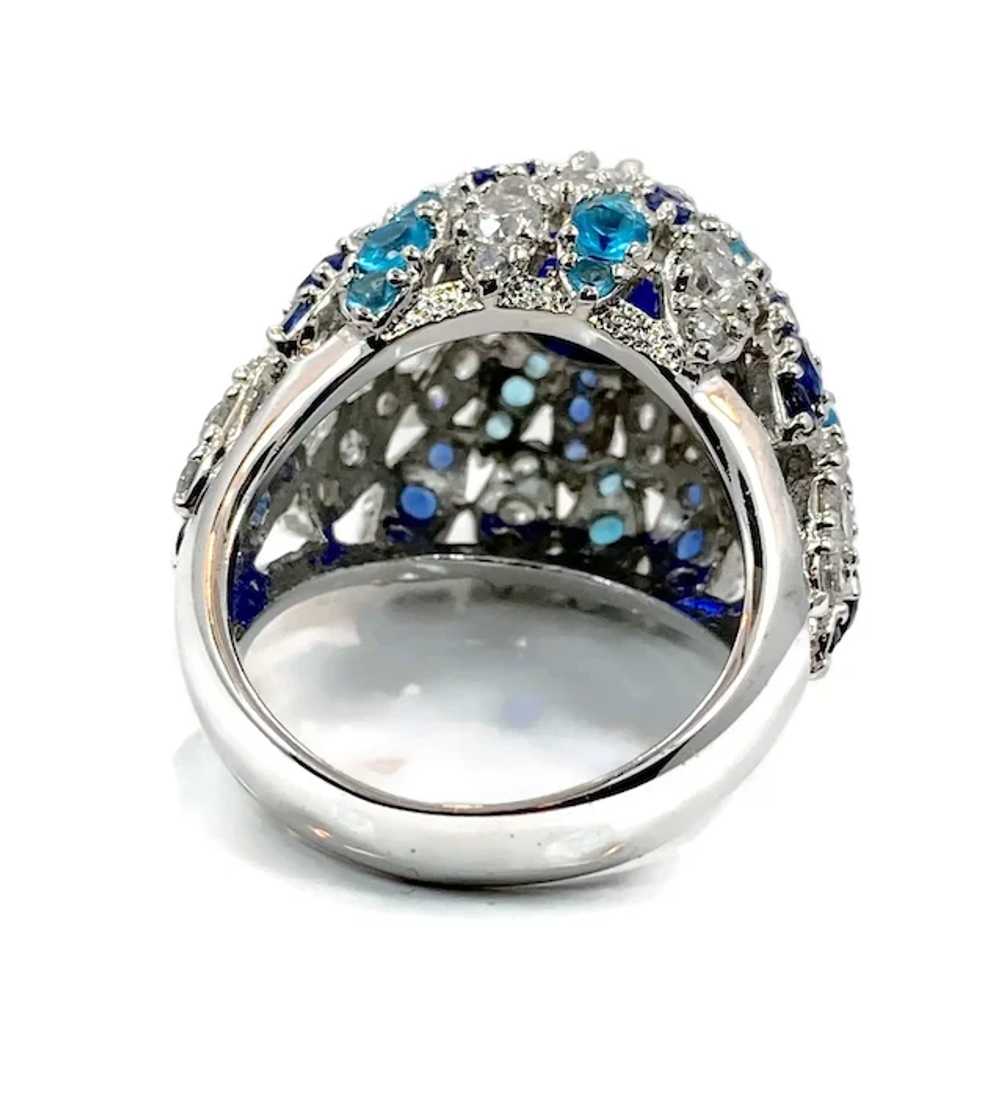 Blue Ring, Sterling Silver, Crystal, Faux Sapphir… - image 6