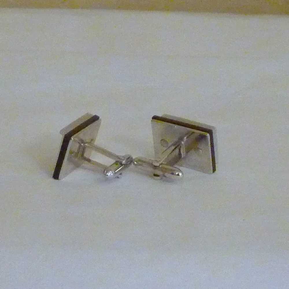 Swank Silver Tone and Black “ A” Initial Cufflink… - image 3
