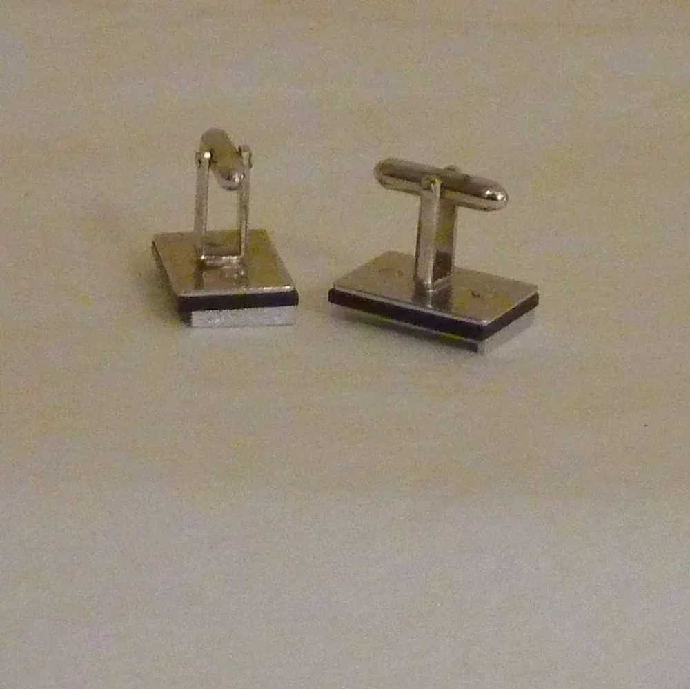Swank Silver Tone and Black “ A” Initial Cufflink… - image 4