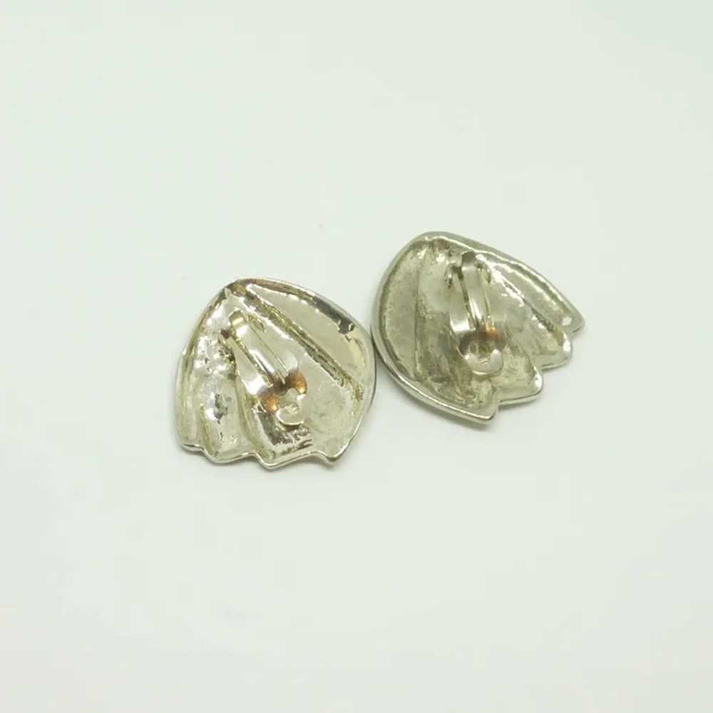 Silver Tone Chunky Clip On Earrings 1980’s - image 2