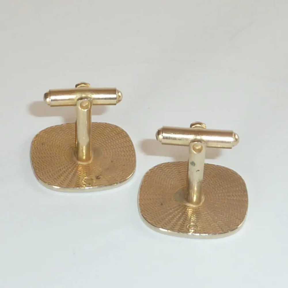Swank Square Gold Tone Cufflinks with Red Design - image 7