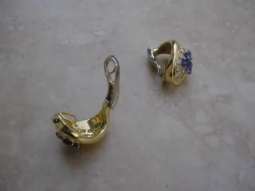 Gorgeous 18K Gold Diamond and Sapphire Earrings. - image 3