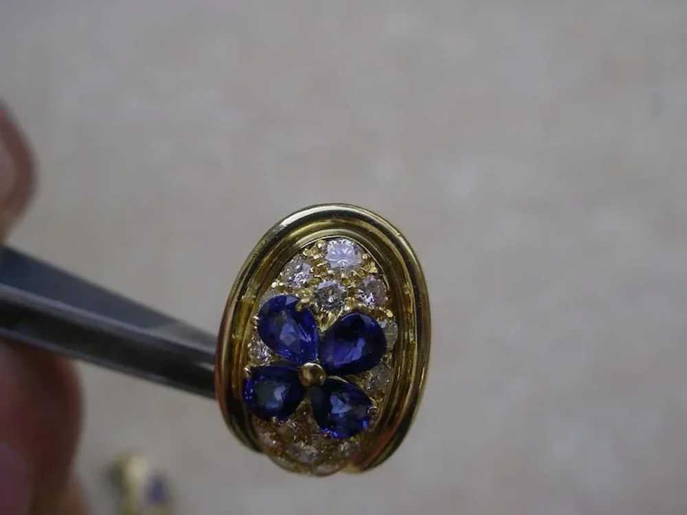 Gorgeous 18K Gold Diamond and Sapphire Earrings. - image 4