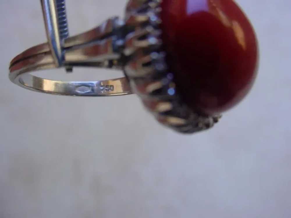 Vintage 1930s Red Coral Italy Made 18K White Gold… - image 5