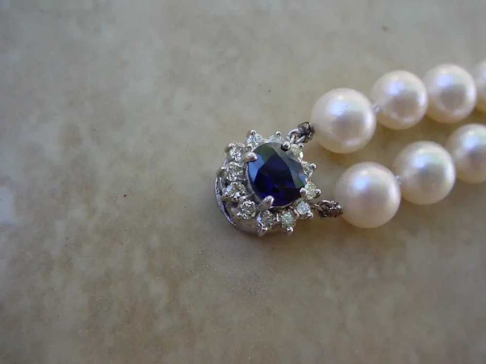 Classy Pearl Bracelet w/ 14K White Gold, Sapphire… - image 2