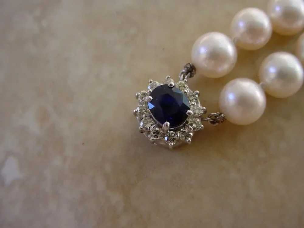 Classy Pearl Bracelet w/ 14K White Gold, Sapphire… - image 3