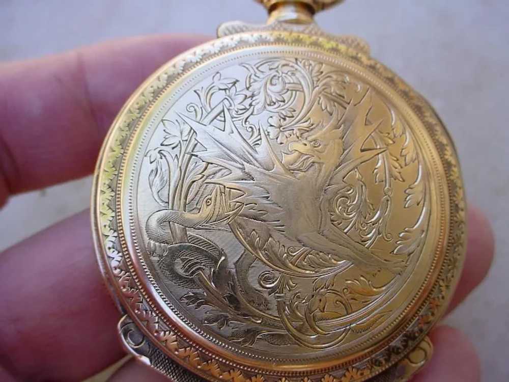 Beautiful Antique Elgin 16 Size, 14K Gold Hunting… - image 5