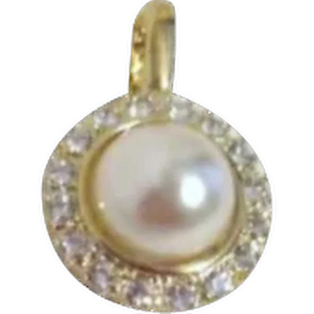 Rhinestone with Faux Pearl Pendant - image 1