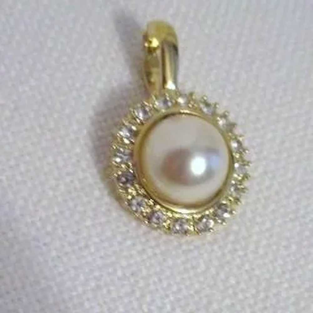 Rhinestone with Faux Pearl Pendant - image 2