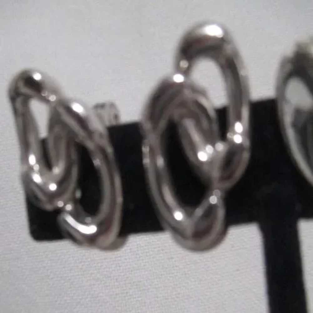 Two Pair Monet Silvertone Clip-On Earrings - image 5