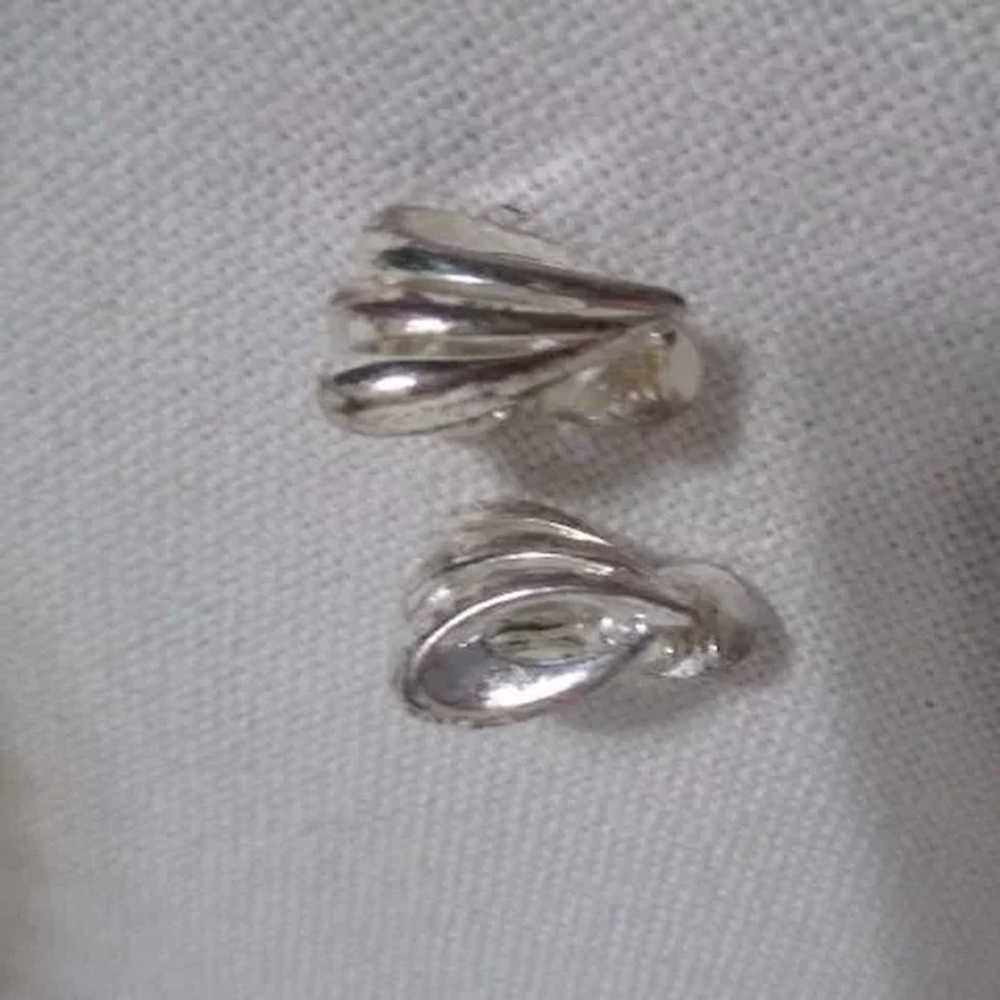 Two Pair Monet Silvertone Clip-On Earrings - image 6