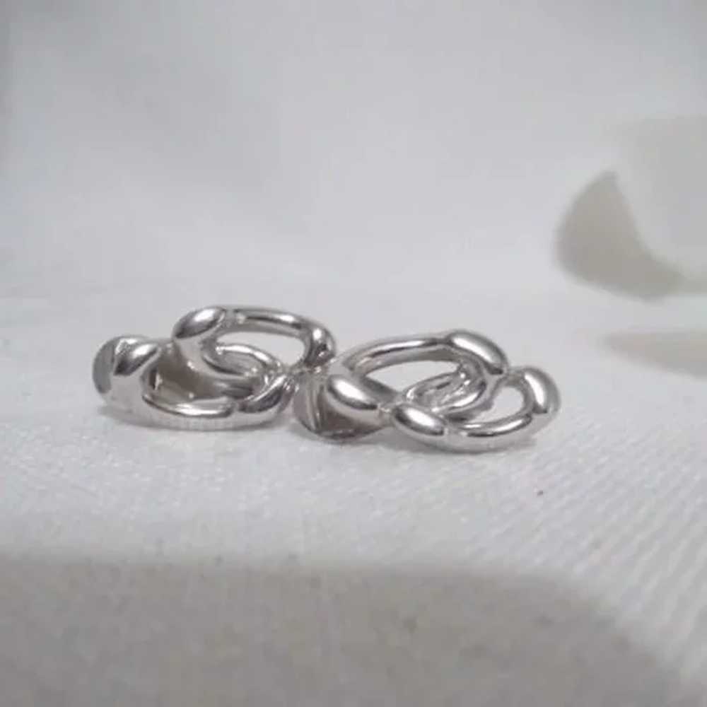 Two Pair Monet Silvertone Clip-On Earrings - image 7