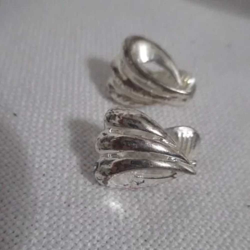 Two Pair Monet Silvertone Clip-On Earrings - image 8