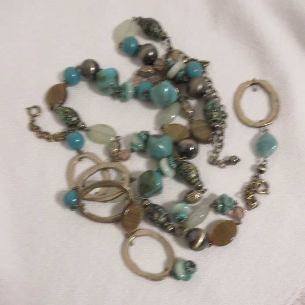 Blue & Brown Multi-Colored Beads on Chain with Ac… - image 11