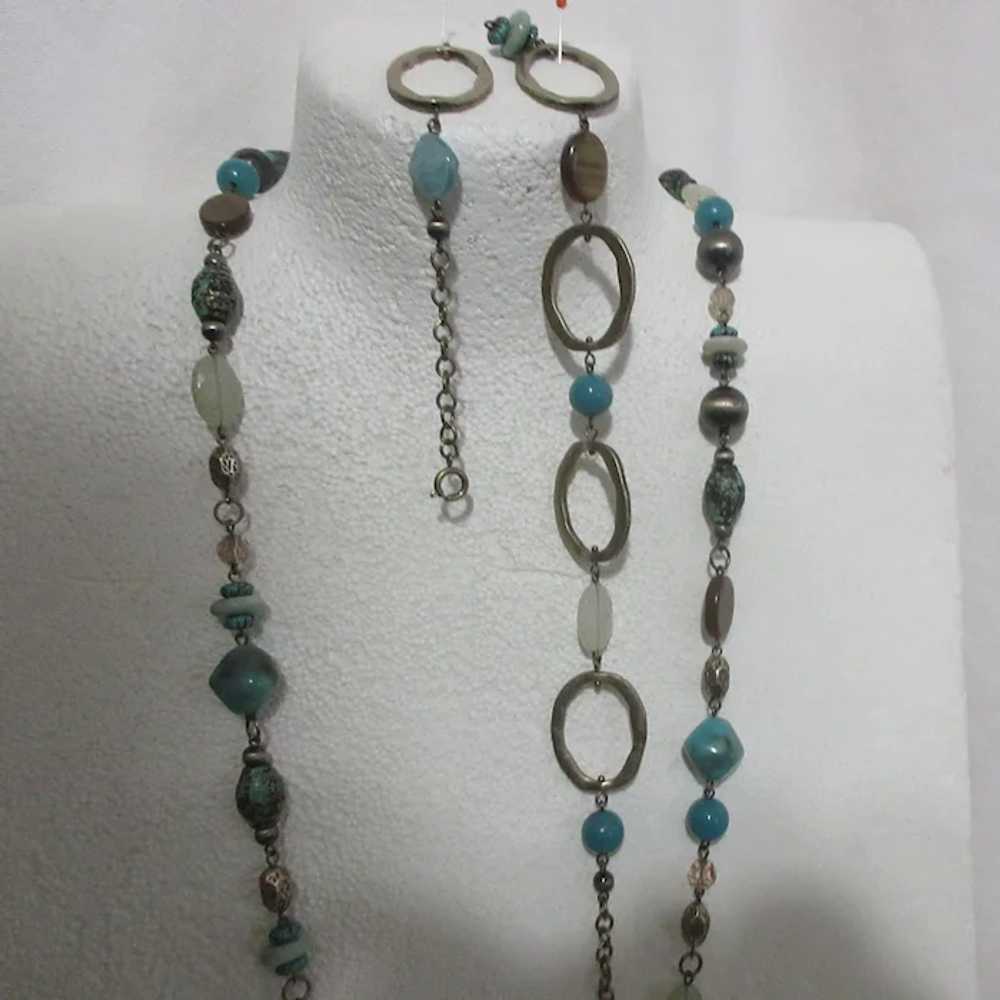 Blue & Brown Multi-Colored Beads on Chain with Ac… - image 6