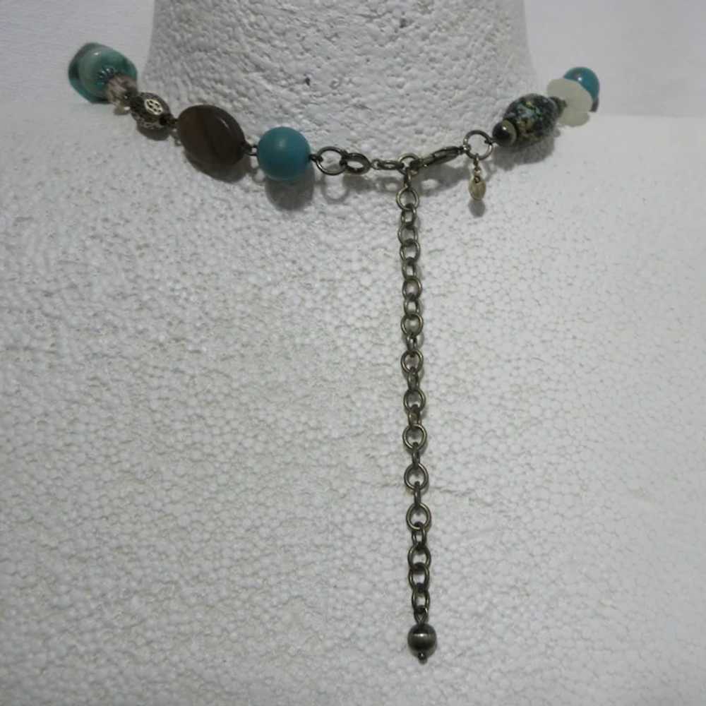 Blue & Brown Multi-Colored Beads on Chain with Ac… - image 7