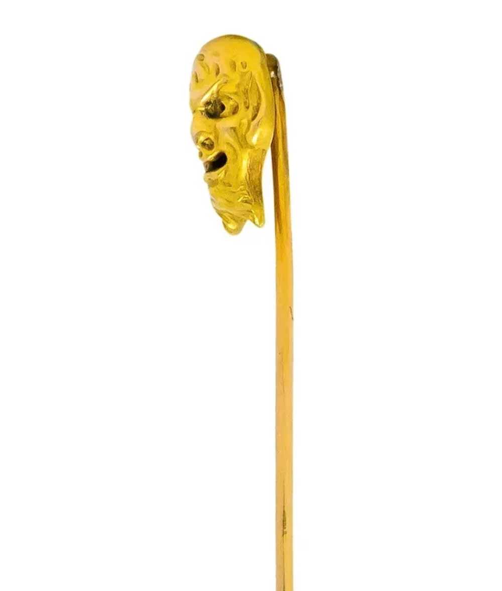 Late Victorian 18 Karat Gold Bacchus Satyr Stickp… - image 3