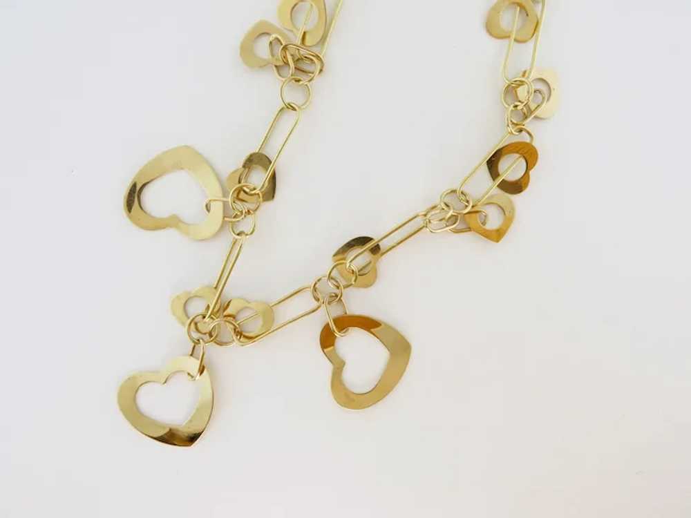 Estate Italian 14K Yellow Gold Heart Charms Paper… - image 4