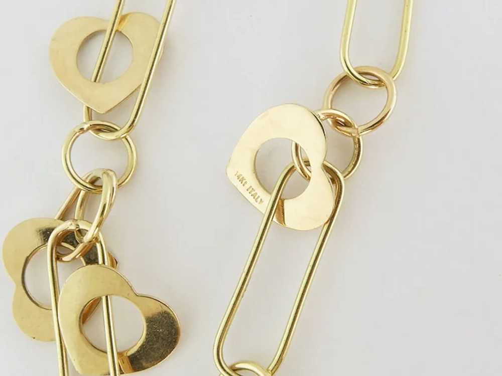 Estate Italian 14K Yellow Gold Heart Charms Paper… - image 6