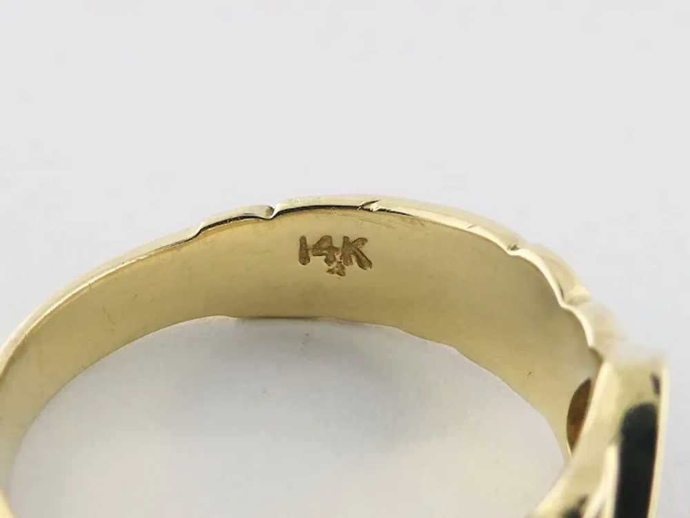 Vintage 14K Yellow Gold Heart Signet Ring with Fl… - image 5
