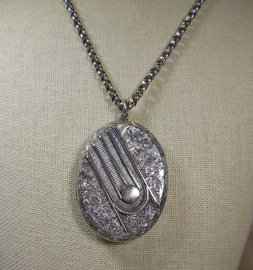Large Victorian Sterling Silver Button Cuff Locket - image 3