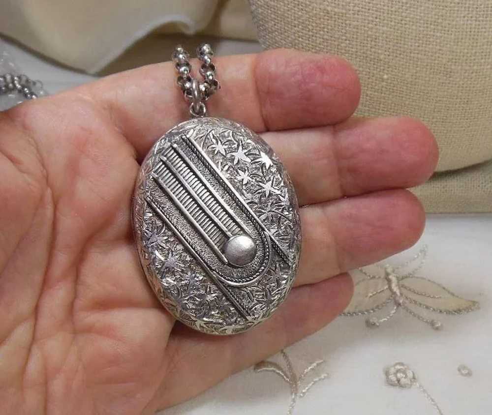 Large Victorian Sterling Silver Button Cuff Locket - image 7