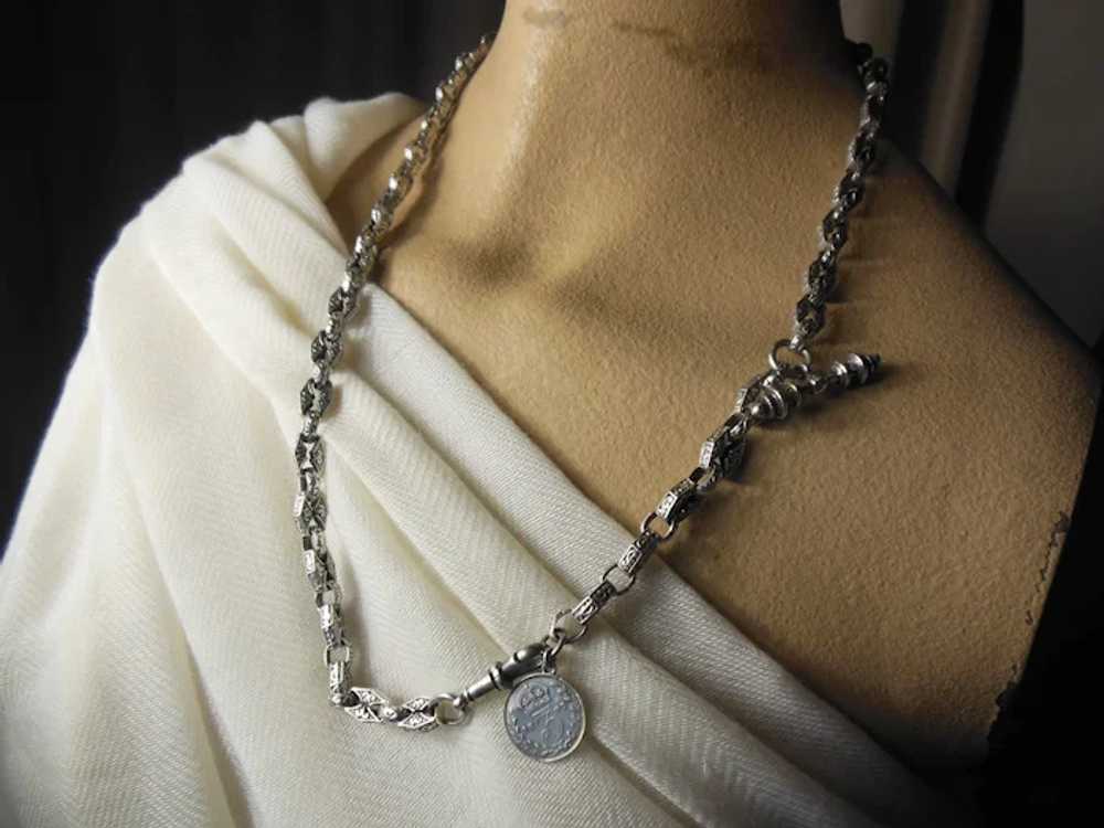 Sterling Silver Albert Watch Chain/ Necklace - image 10