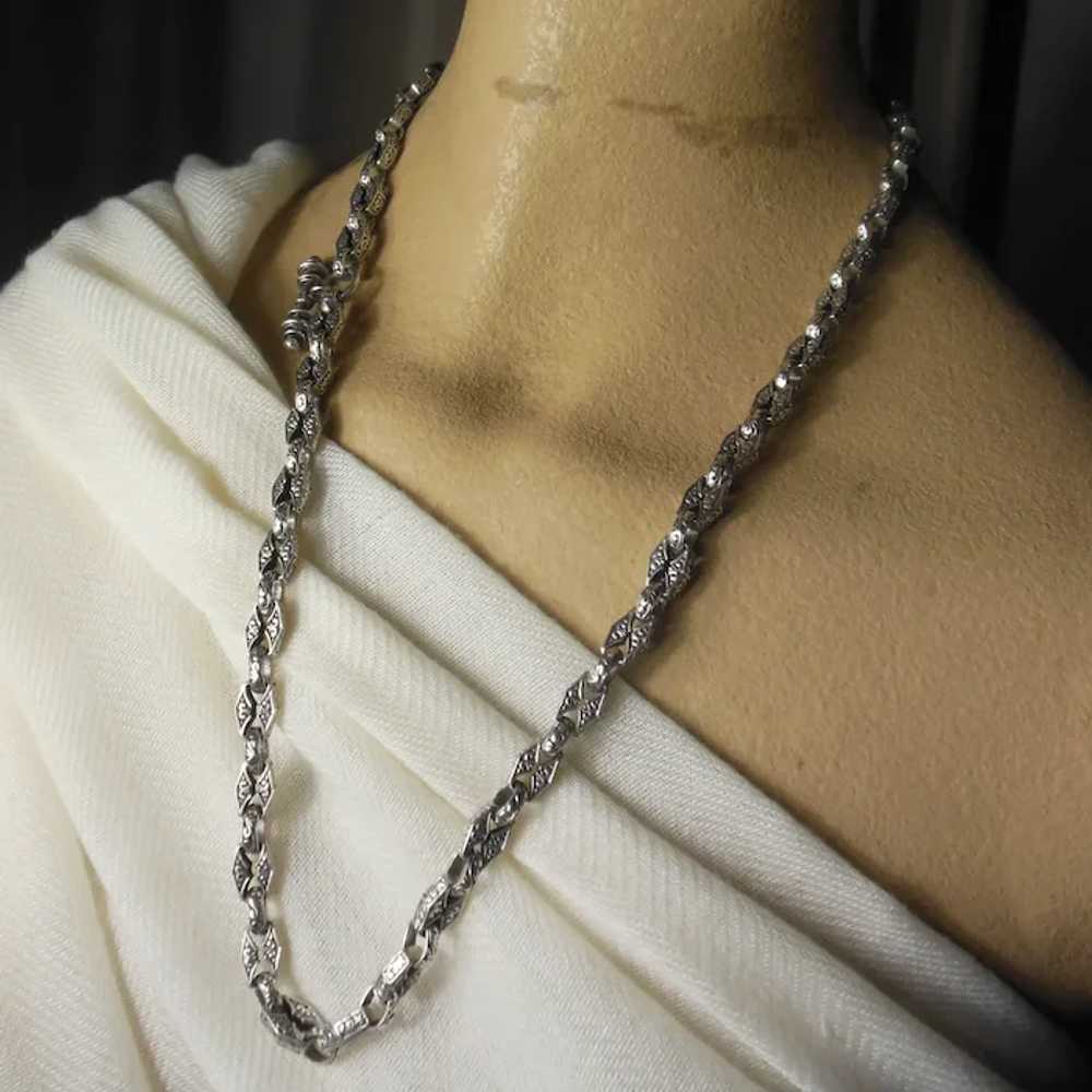 Sterling Silver Albert Watch Chain/ Necklace - image 2