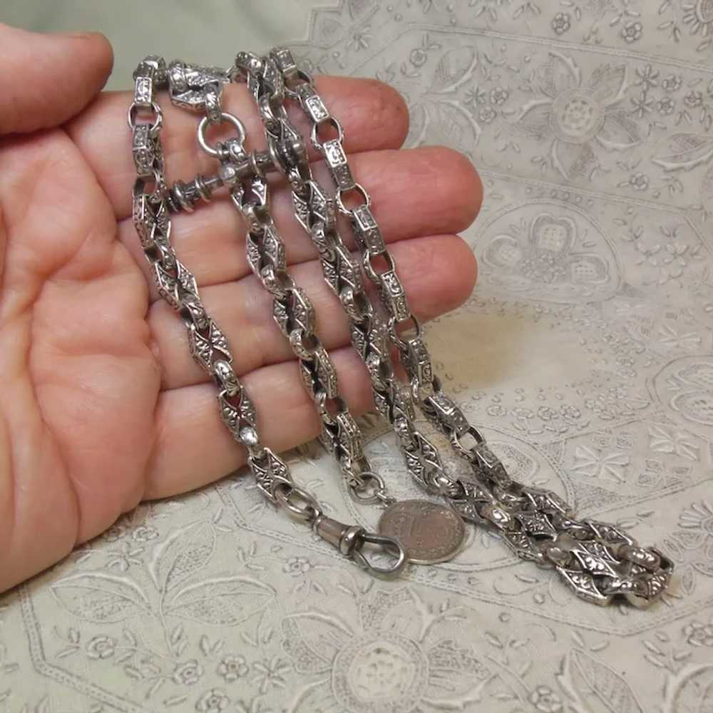 Sterling Silver Albert Watch Chain/ Necklace - image 3