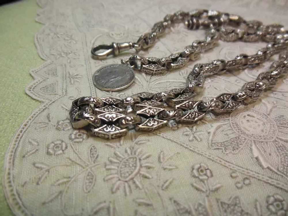 Sterling Silver Albert Watch Chain/ Necklace - image 4