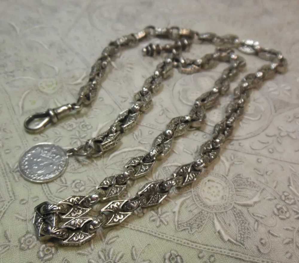 Sterling Silver Albert Watch Chain/ Necklace - image 6