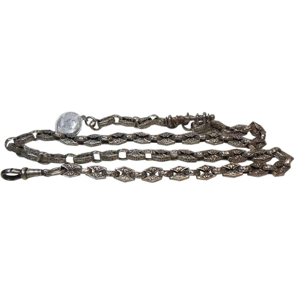 Sterling Silver Albert Watch Chain/ Necklace - image 8