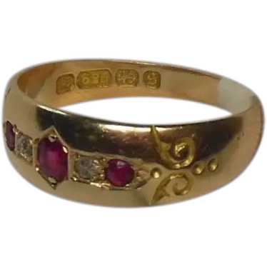 Victorian 15 Kt Gold Ruby & Diamond Ring HM 1892