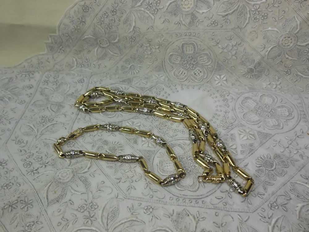 Vintage Estate 10 Kt Gold & CZ Link Neck Chain - image 3