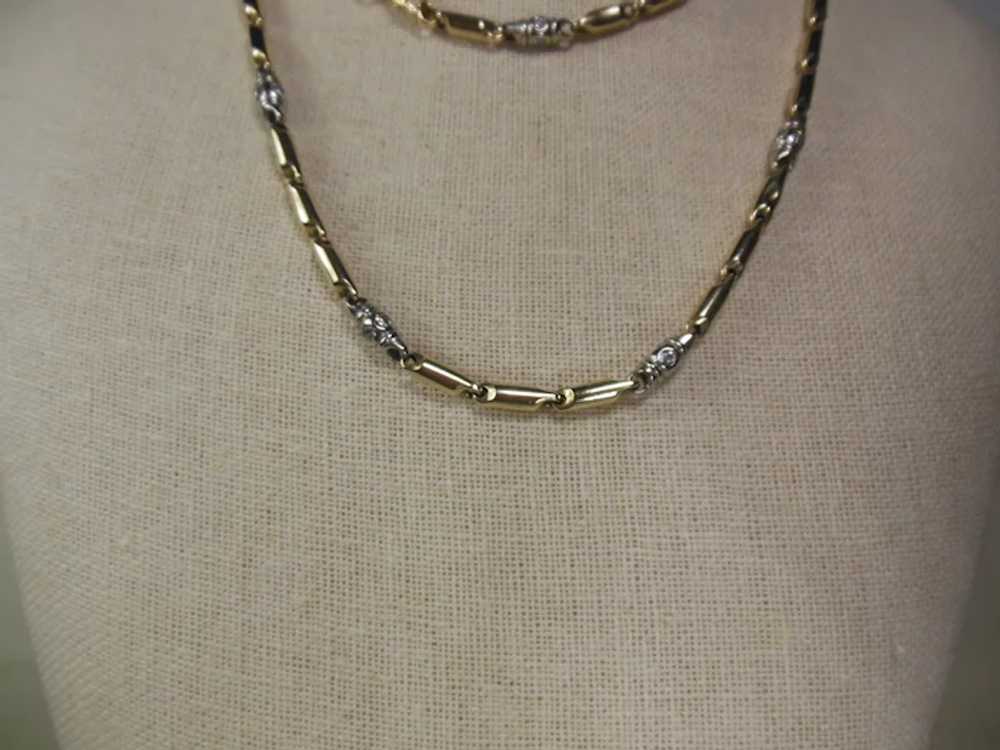 Vintage Estate 10 Kt Gold & CZ Link Neck Chain - image 6