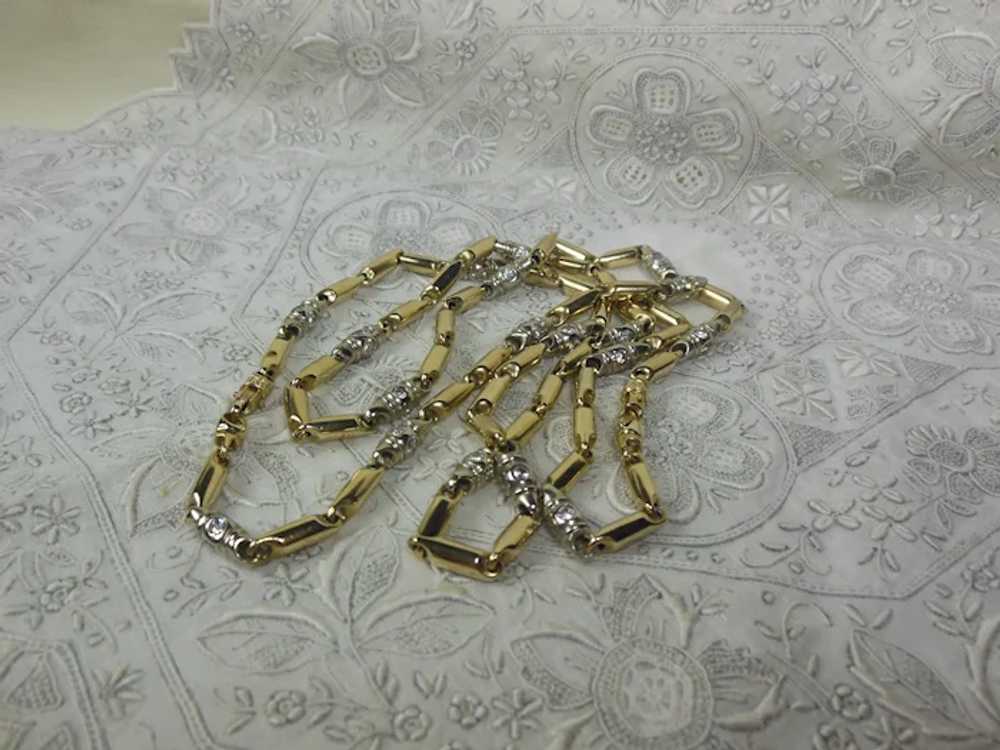 Vintage Estate 10 Kt Gold & CZ Link Neck Chain - image 7