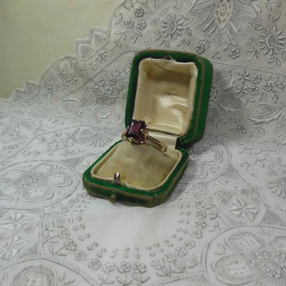 9 Kt Gold & Garnet Solitaire Ring - image 9