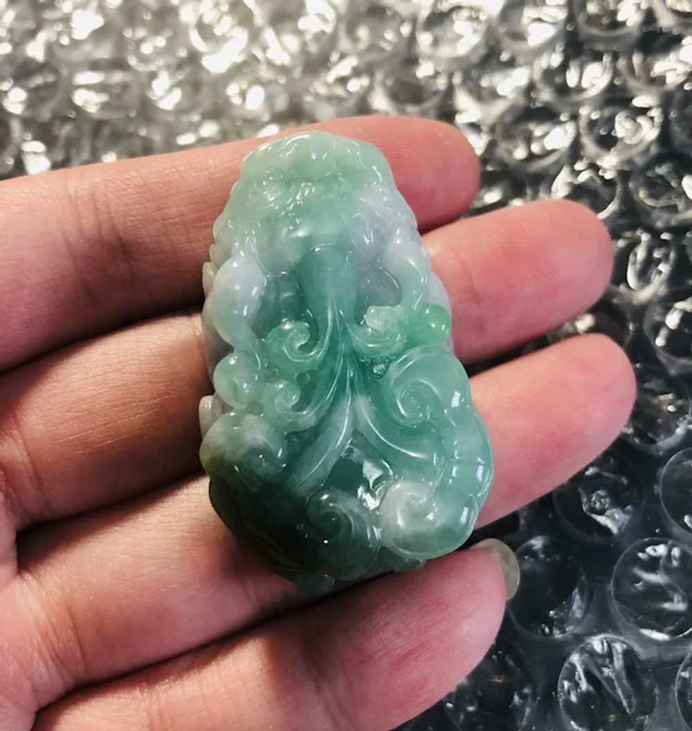 Vintage Chinese Hand Carved Jade 3D Pixiu Pendant - image 3