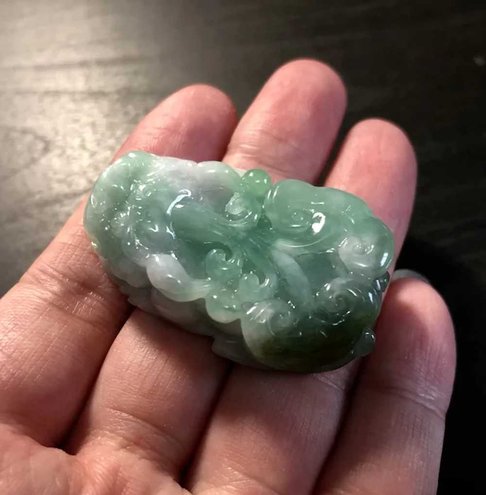 Vintage Chinese Hand Carved Jade 3D Pixiu Pendant - image 6