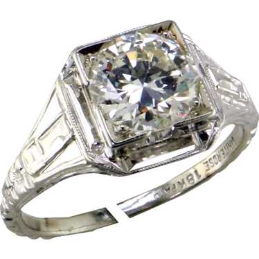 Filigree 18K White Gold 1.43 ct Diamond Ring - image 1