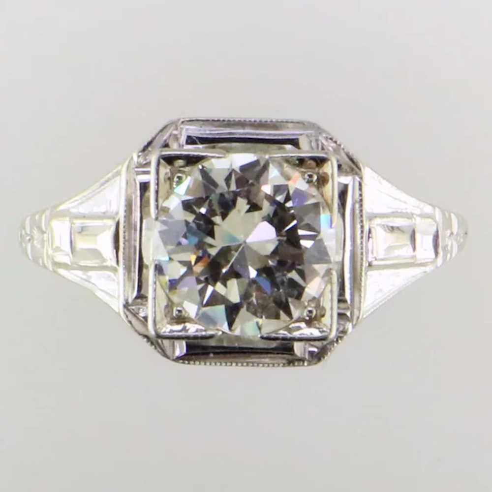 Filigree 18K White Gold 1.43 ct Diamond Ring - image 2