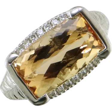 14K White Gold Topaz and Diamond Ring - image 1