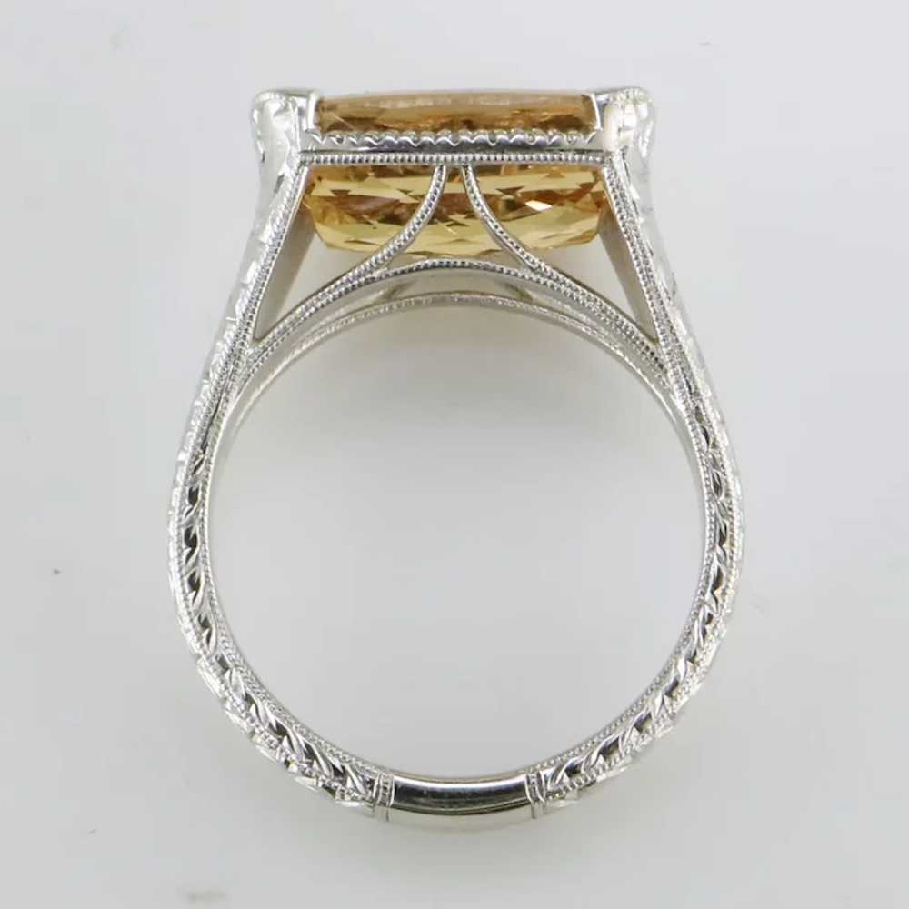 14K White Gold Topaz and Diamond Ring - image 3