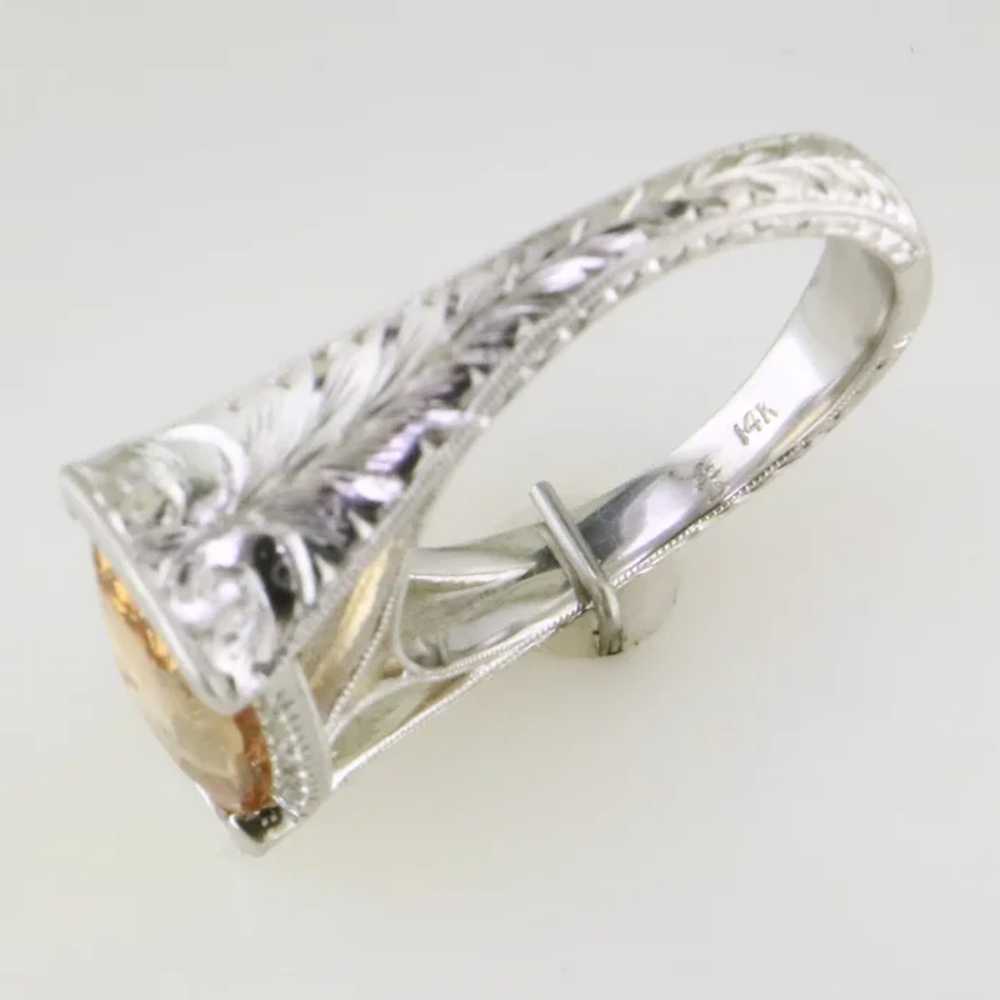 14K White Gold Topaz and Diamond Ring - image 5