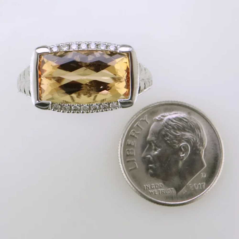 14K White Gold Topaz and Diamond Ring - image 7