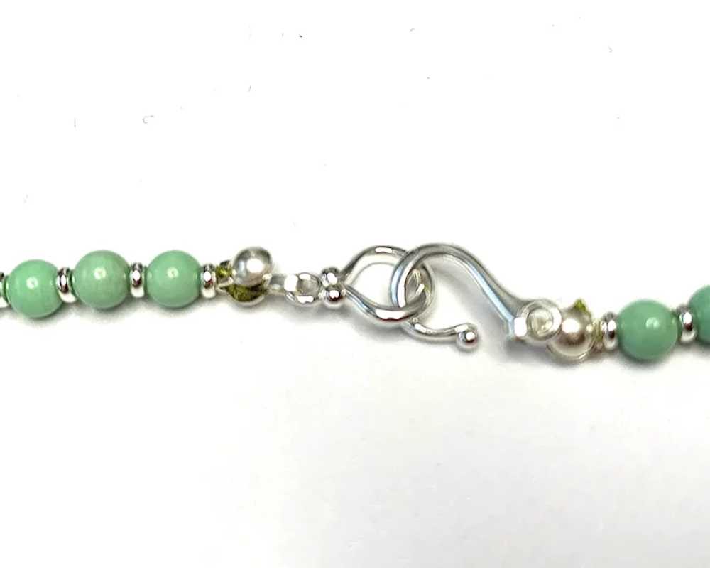 Soft Sage Green Turquoise and Sterling Silver Nec… - image 3