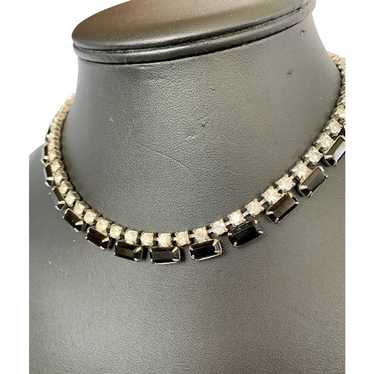 Vintage Rhinestone Clear & Black Necklace - image 1